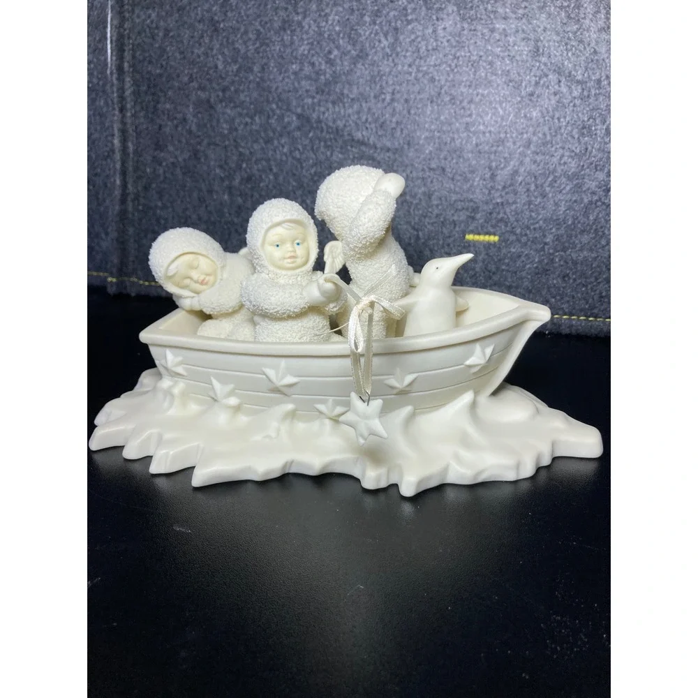 Department 56 Snowbabies Boat with Penguin Porcelain Figurine Star Detail